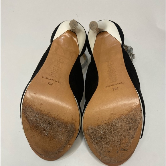 L.A.M.B Black/White/Grayish Blue Leather and Suede Heel - Picture 6 of 6